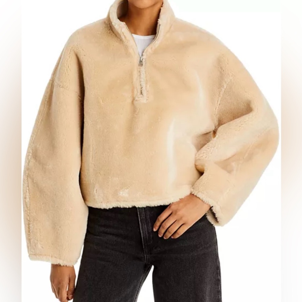 Frame Women's Tan Faux Fur Popover Jacket